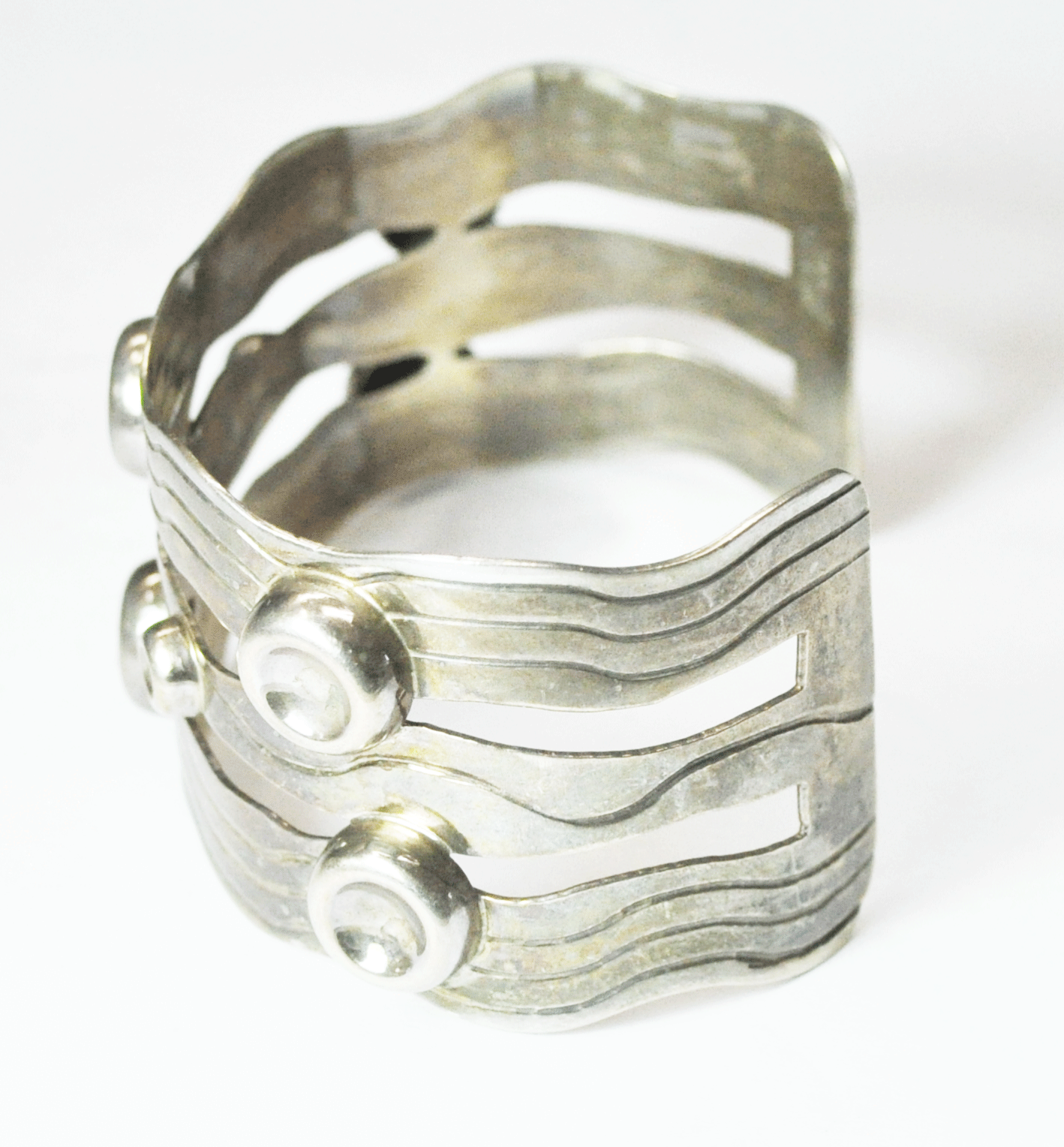 Sterling Silver Silpada Wide Wave Cuff B1166 Bracelet 38mm 7-1/2" Wrist