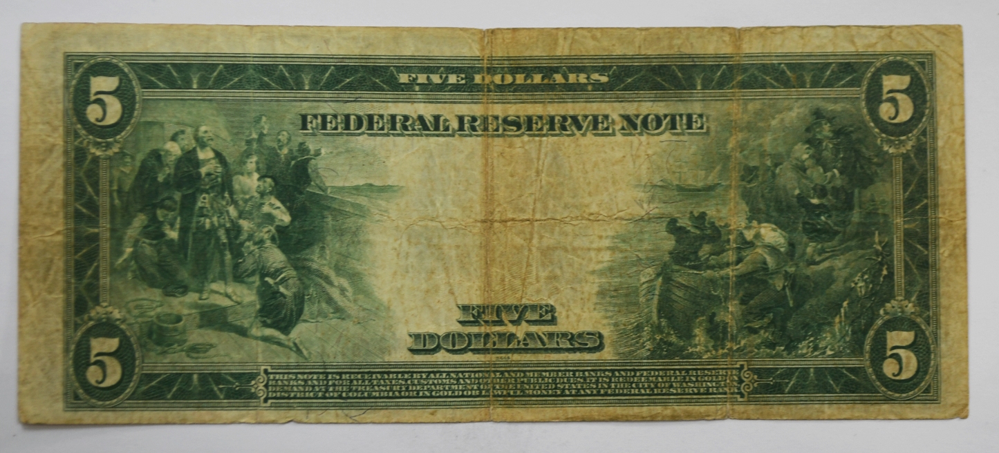 1914 $5 Federal Reserve Note L68491324A San Francisco Fr#891B