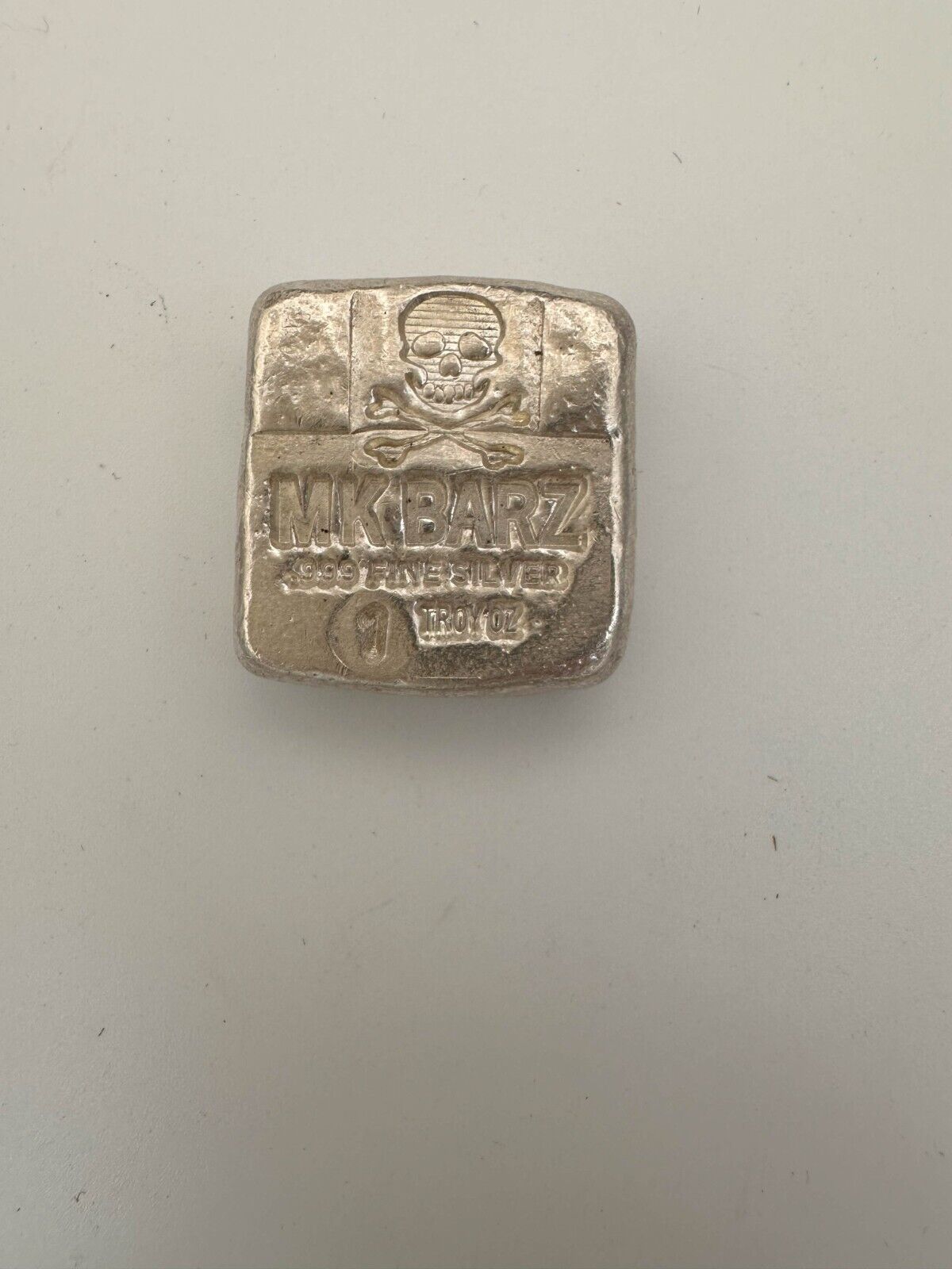 MK BARZ 1 oz Skull & Cross Bone Pirate Treasure .999 Fine Silver