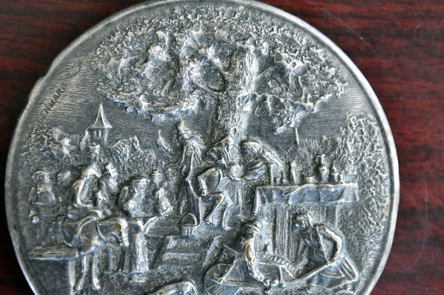 Hans Jensen Vintage Denmark Silver Plate Personal Handheld Vanity Mirror 4 1/2"