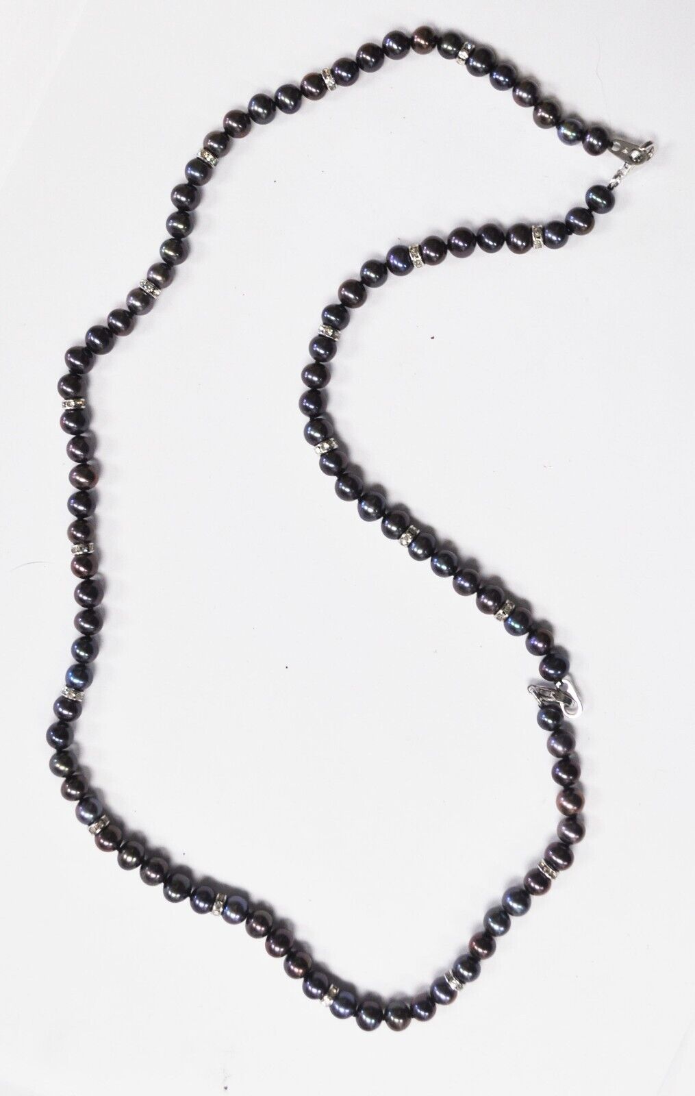 Sterling Silver Tahitian 6mm Pearl CZ 18" Necklace 7.5" Bracelet Set