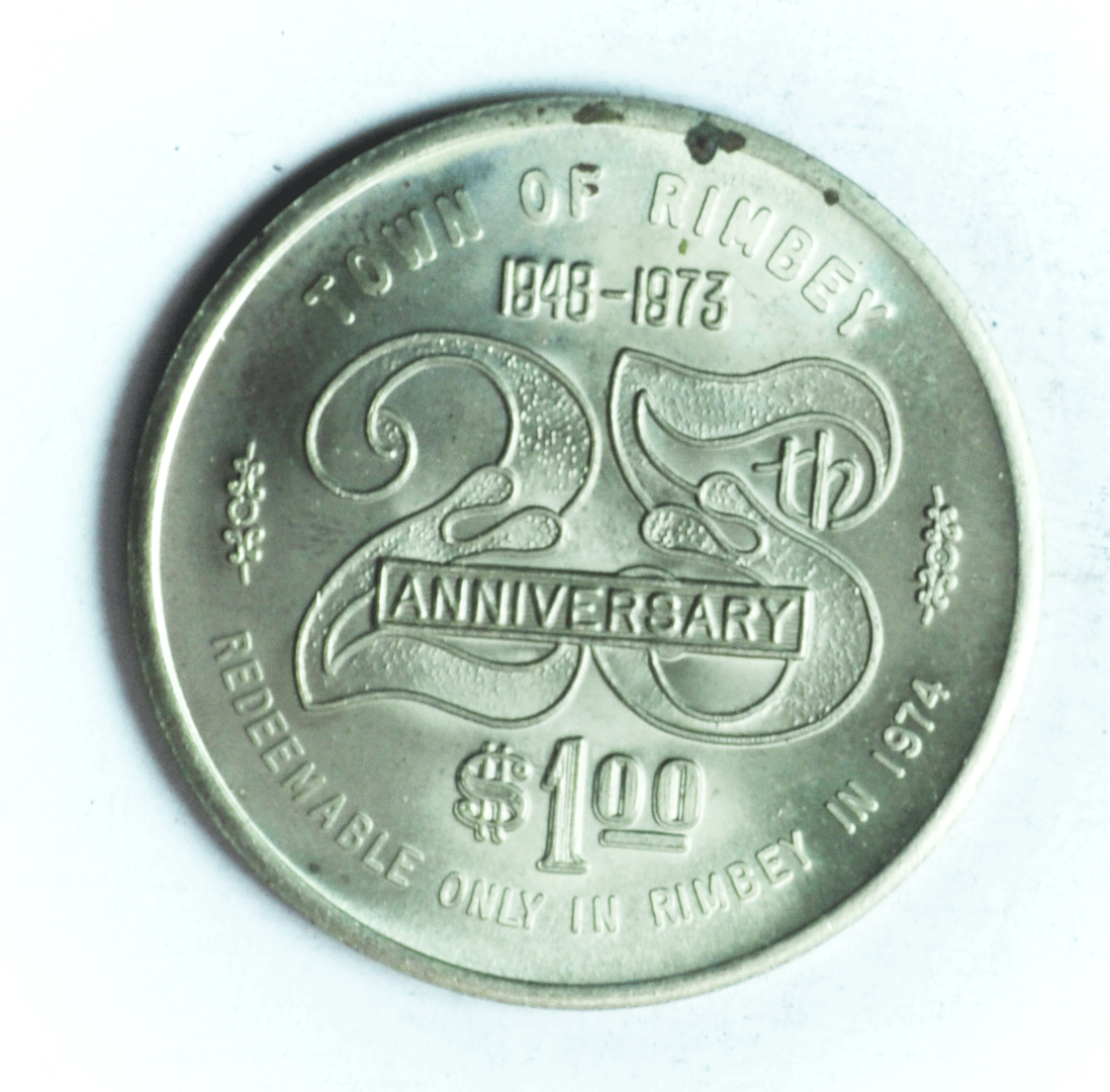 Rimbey 1974 25th Anniversary Alberta Canada Medal 37mm