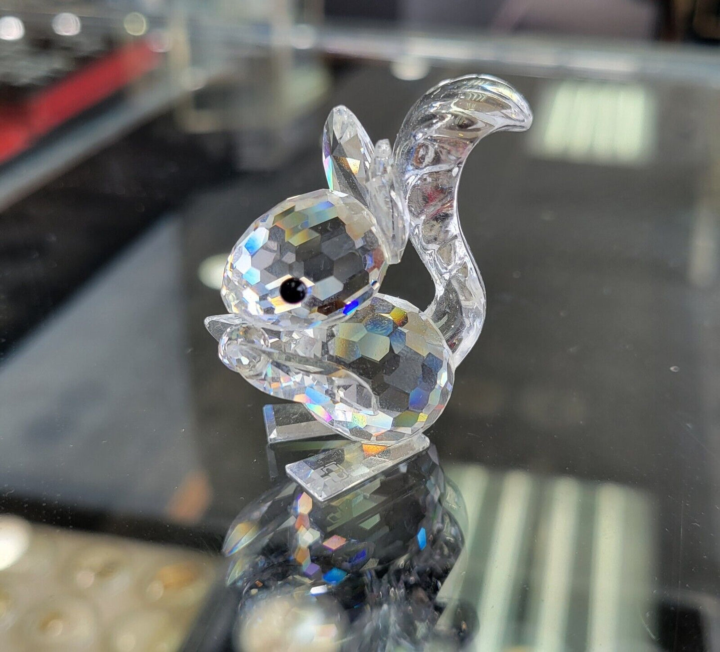Swarovski Crystal Figurine Squirrel With Nut Block SC Logo Retired Austria