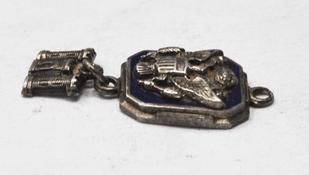 Sterling Silver AMCO Army Engineer Blue Enamel E Pluribus Unum 30x14mm