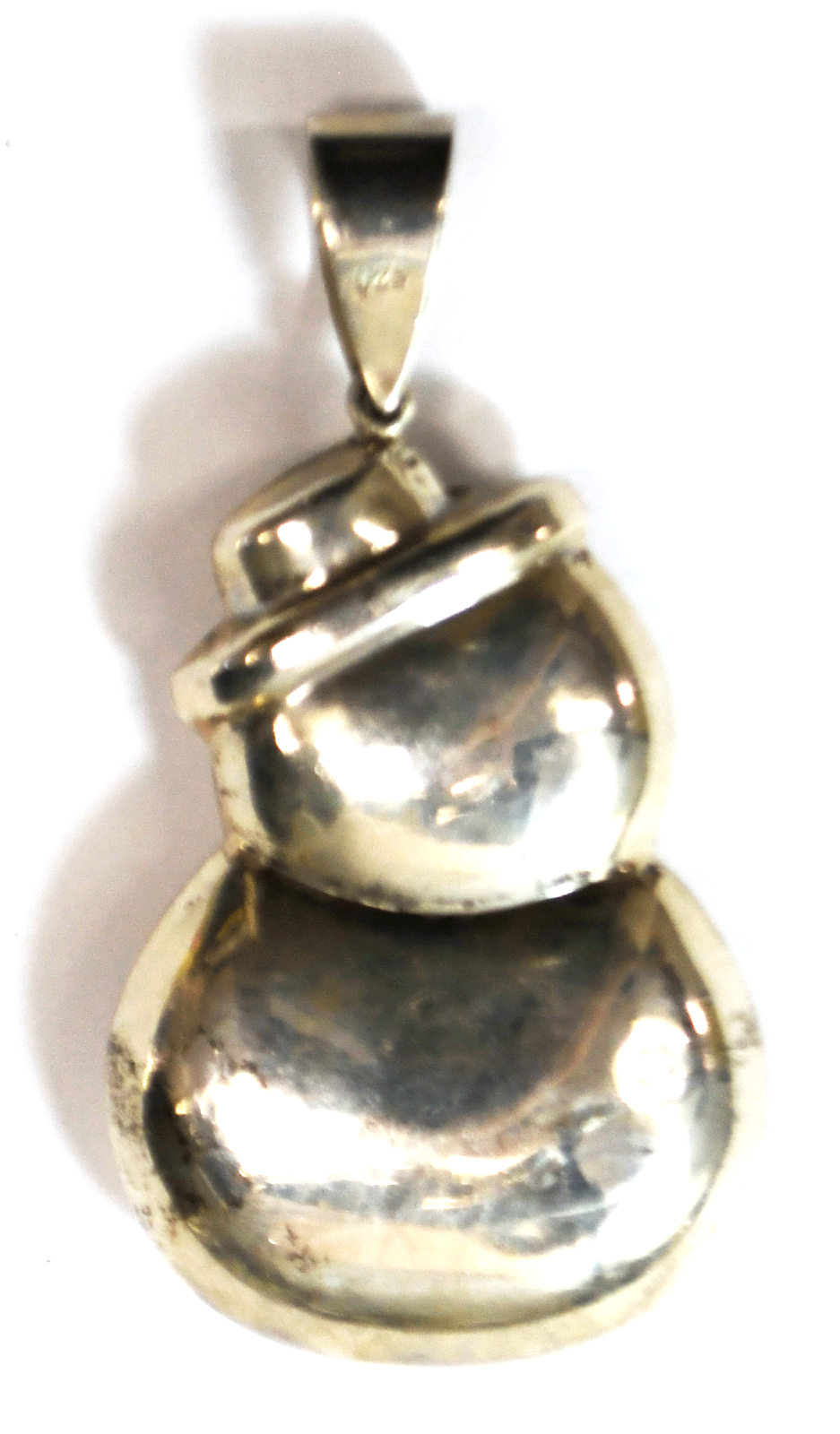 Sterling Silver Puffy Snowman Christmas X-Mas Pendant 60mm x 31mm