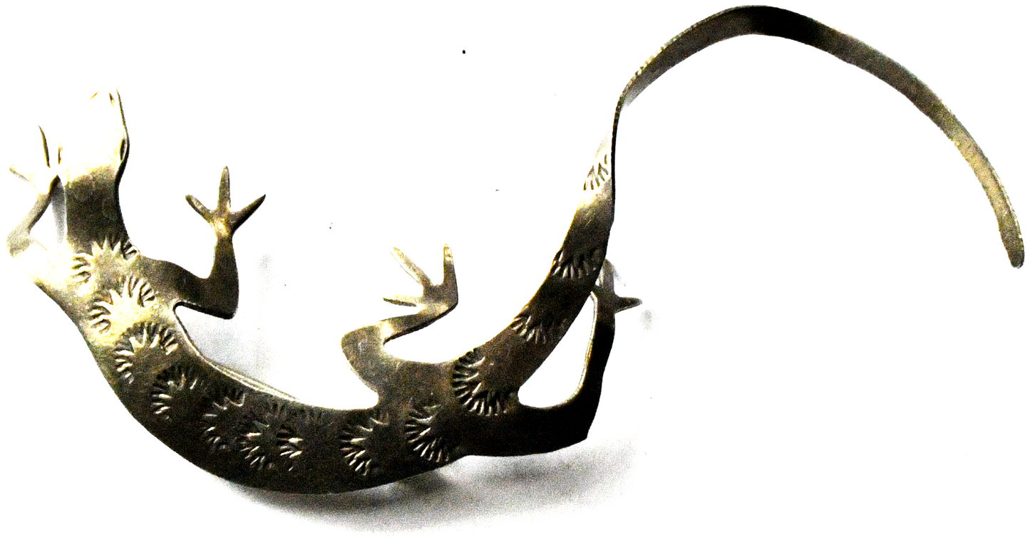 Sterling Silver Vintage L Guerro Lizard Chameleon Brooch Pin 3-1/4" x 37mm
