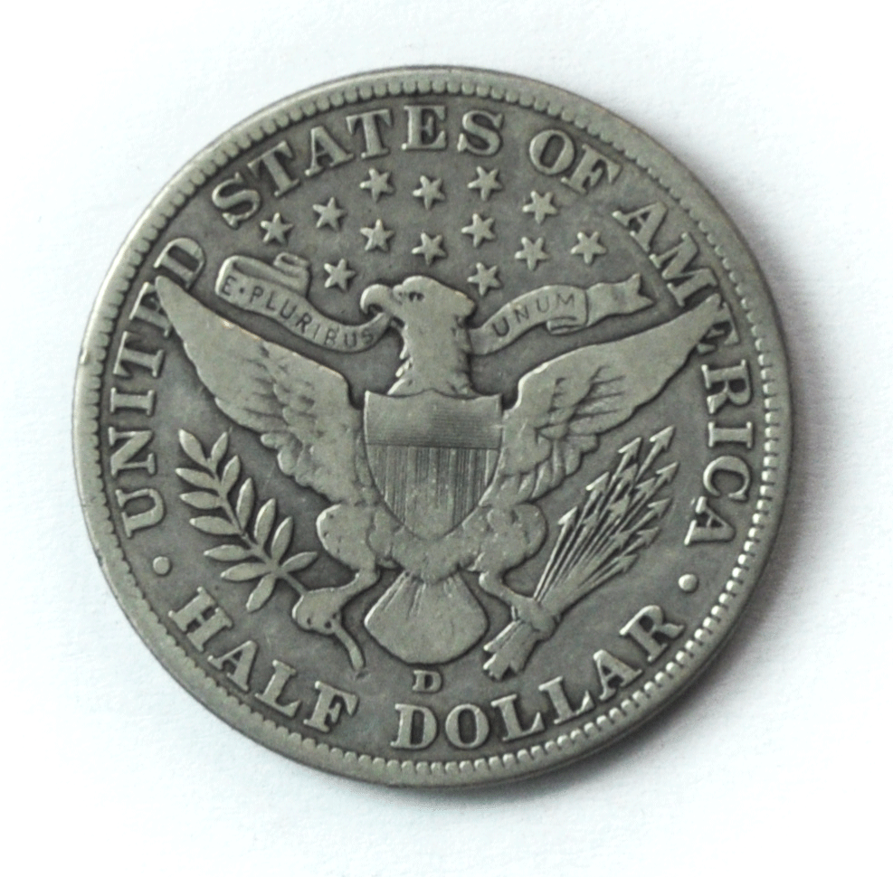 1911 D 50c Barber Silver Half Dollar Fifty Cents US Denver