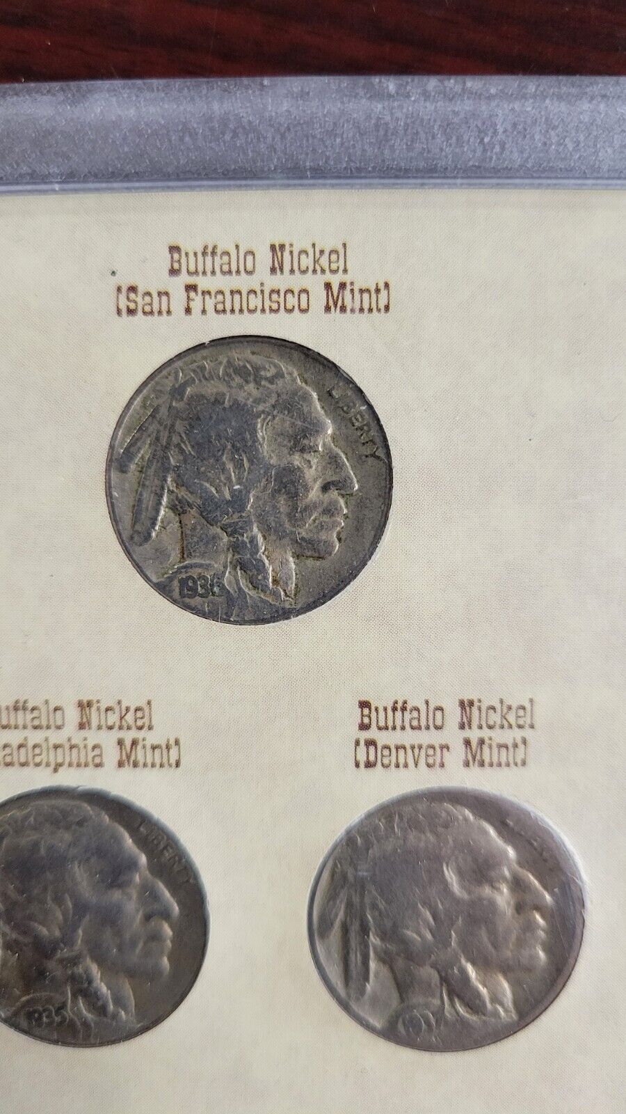 The Historic Buffalo Nickel Mint Mark Collection Coin Set 1935, 1936 S, 1937 D