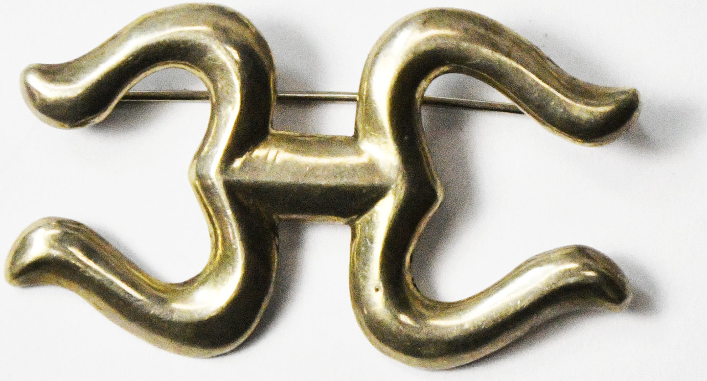 Sterling Silver Sand Cast Bar Scroll Brooch Pin 49mm x 28mm