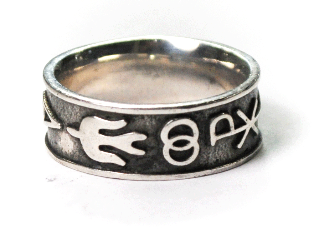 Sterling Silver Ichthys Dove Alpha Omega Chi Rho Storyteller Band 9mm Size 8