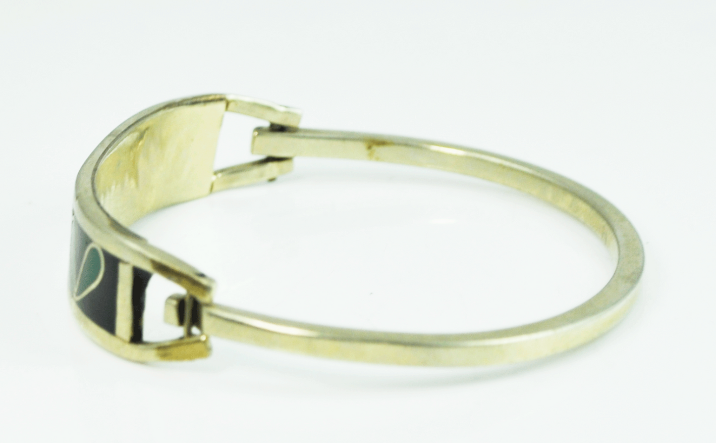 Mexico Alpaca Silver Plated Red White Blue Enamel Cuff Bangle Bracelet 11m