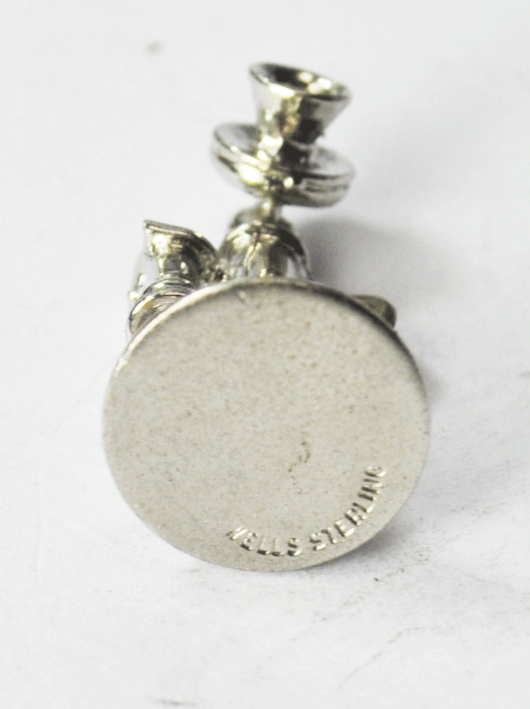 Sterling Wells 3-D Candlestick Old Phone Solid Charm 22mm x 12mm