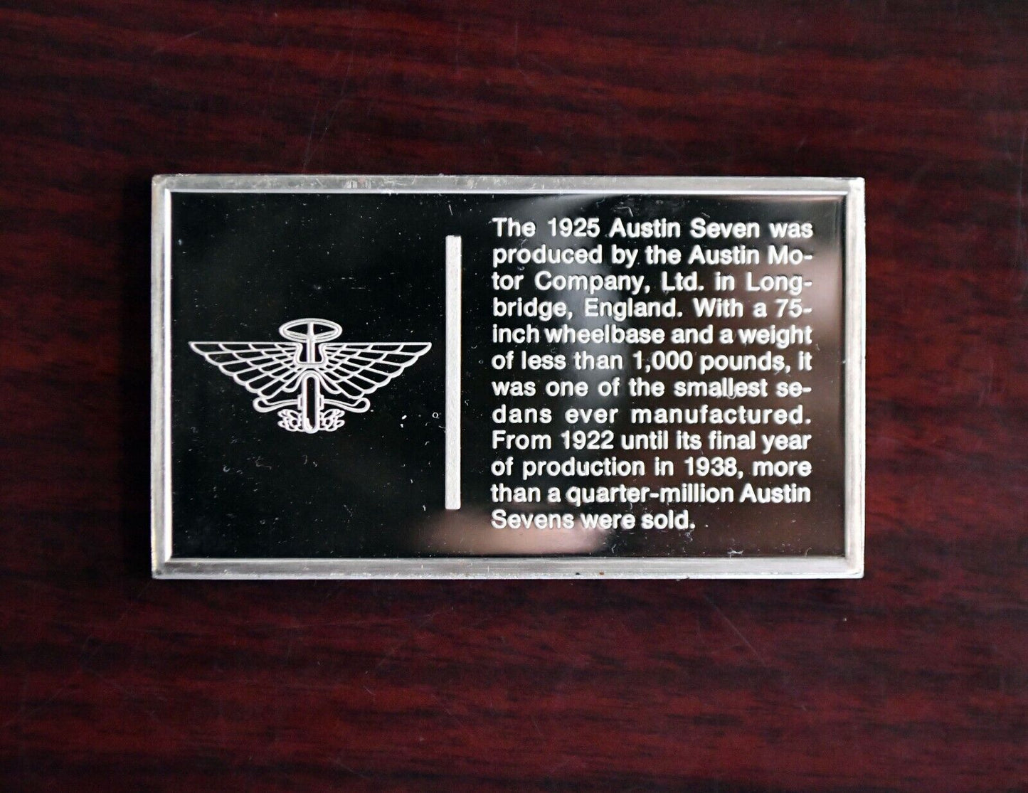 1925 Austin Centennial Car Ingot Collection 1000 Grain Sterling Franklin Mint