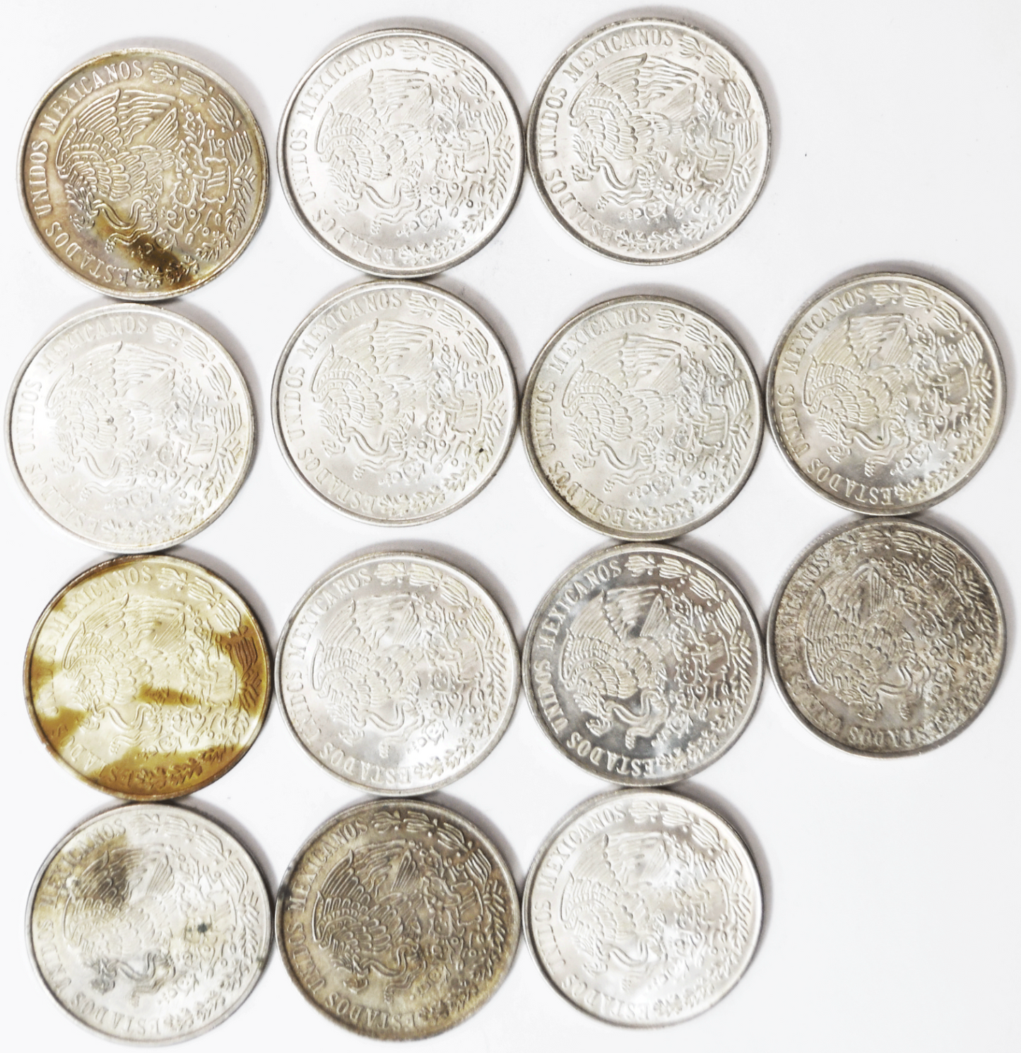 Lot of 14 1977-79 Mexico Silver Hundred Peso Coins KM# 483.2