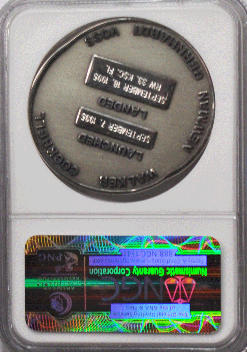 1995 STS-69 Robbins Space Silver Medal Unflown #81 NGC MS65 Endeavour