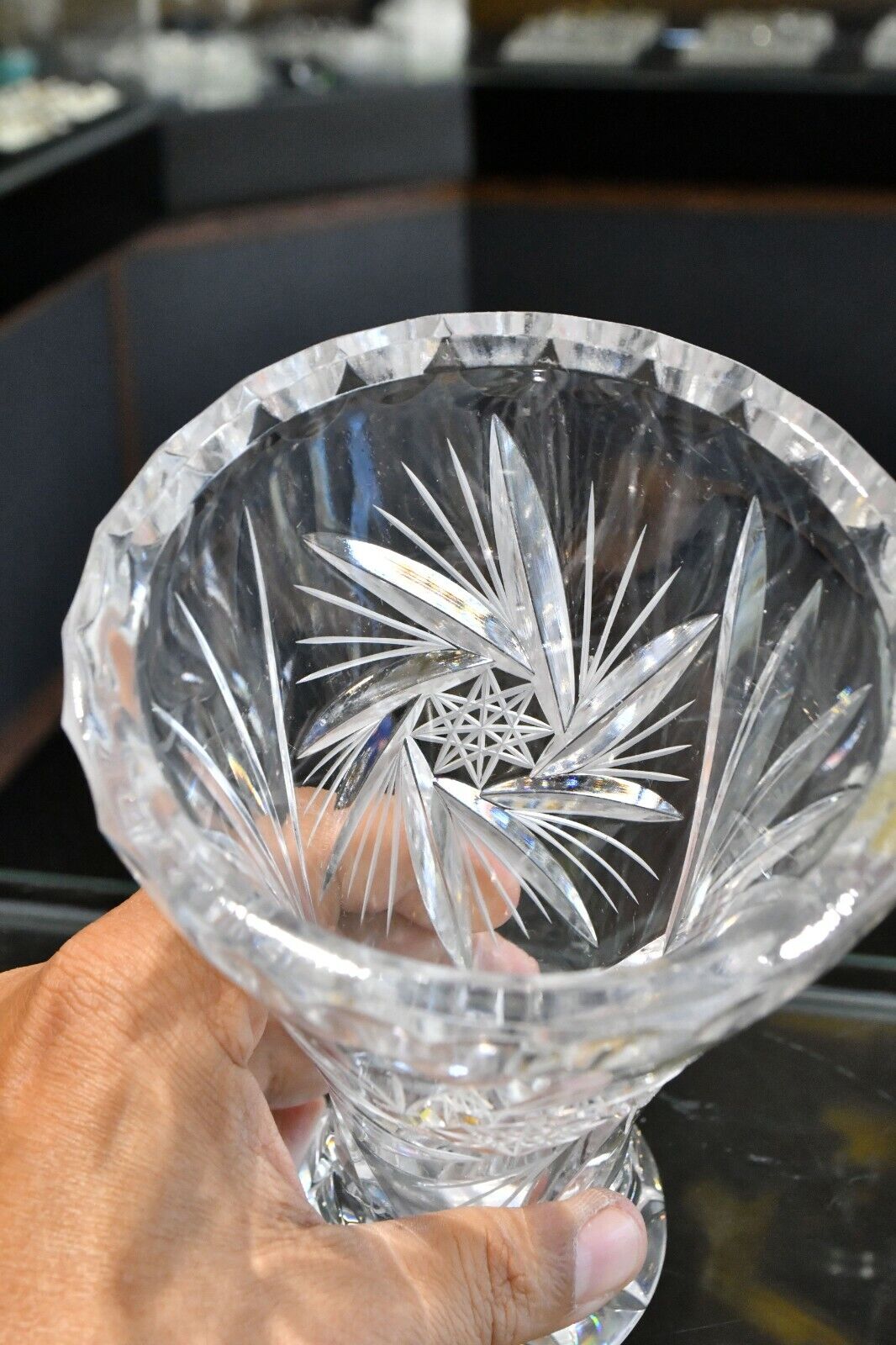 Czech Bohemian Style Cut Crystal Vase 6 1/4' Beautiful