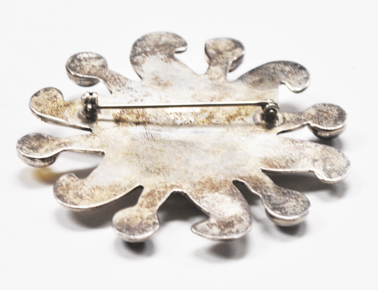 Mexico Sterling Silver Large Sun Multi Color Stone Pendant 67mm