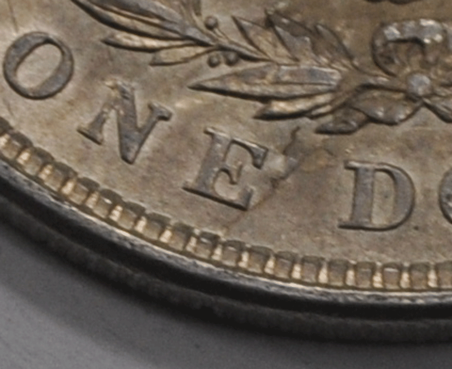 1921 $1 Morgan Silver One Dollar US Coin Lamination Peeling Error Reverse
