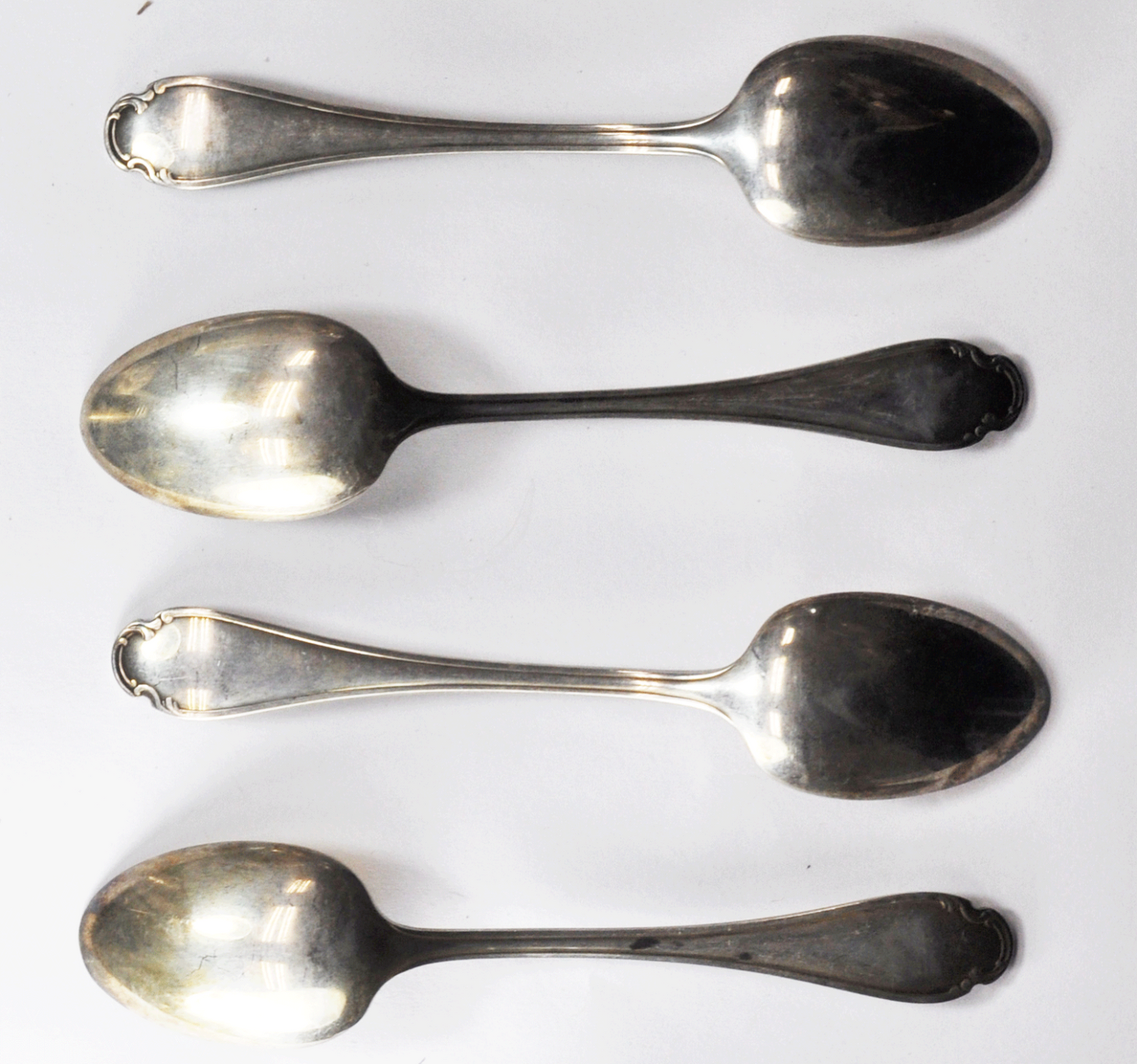 Set of 4 Pompadour by Christofle Silver Plate Large Teaspoons France 6"