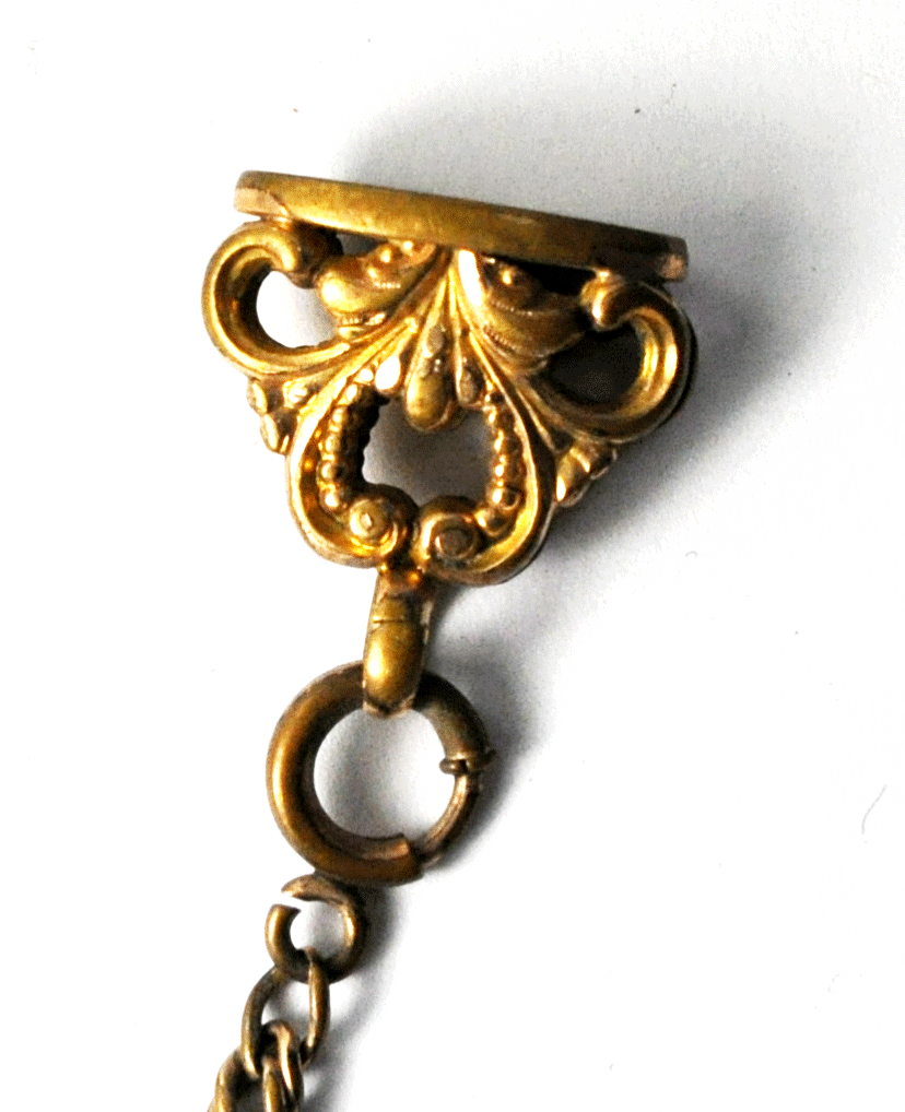 Vintage Gold Filled 2.5mm Pocket Watch 15.5" Chain Victorian Fob 20mm