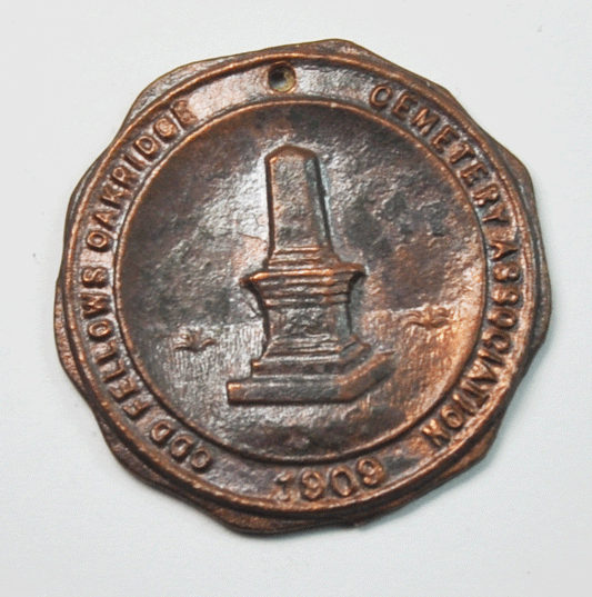 The Odd Fellow Monument 33mm Token Pendant 1909 Rare Bronze Medal