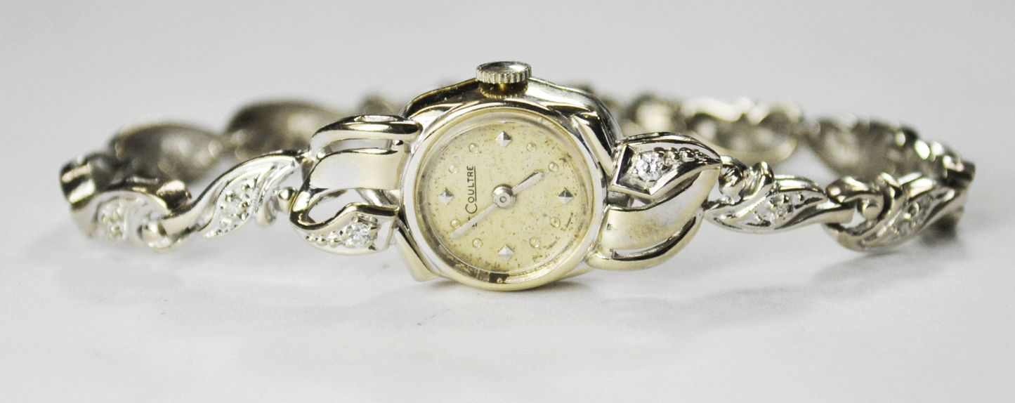 Vintage Women's Le Coultre 490/BW 17J Manual Wind 14k Gold Diamond Watch 15mm