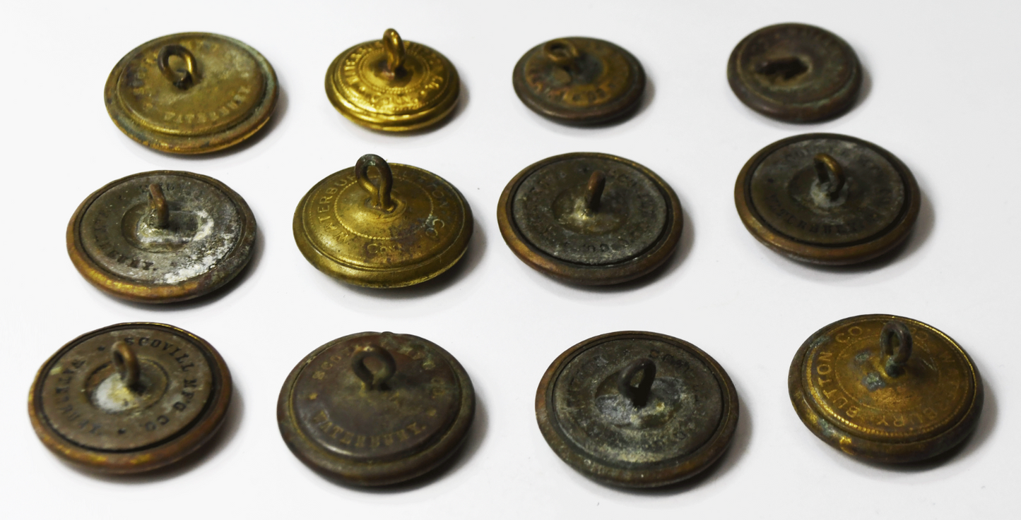 12 Vintage Scovill Waterbury US Great Seal Eagle Uniform Button
