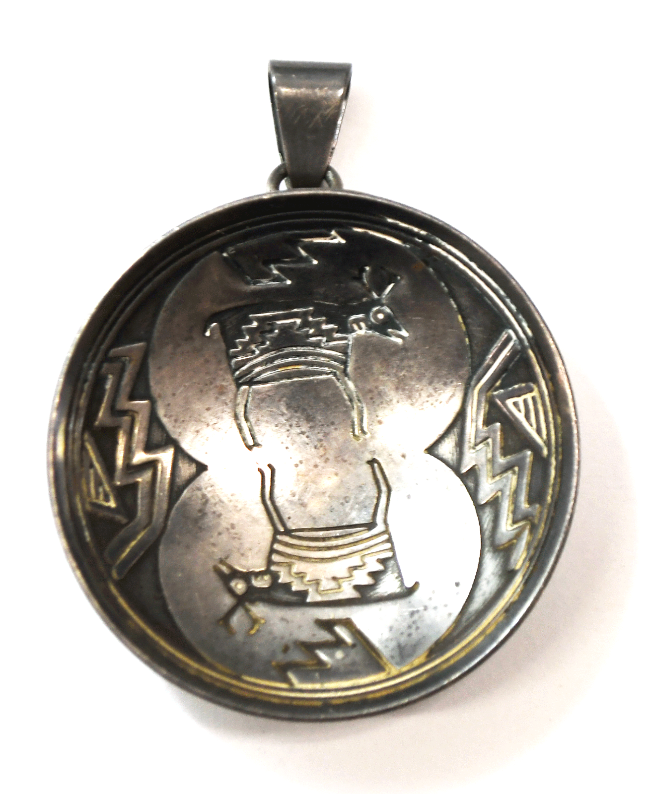 Sterling TSM The Silver Mesa Round Concave 35mm Disc Deer Pendant