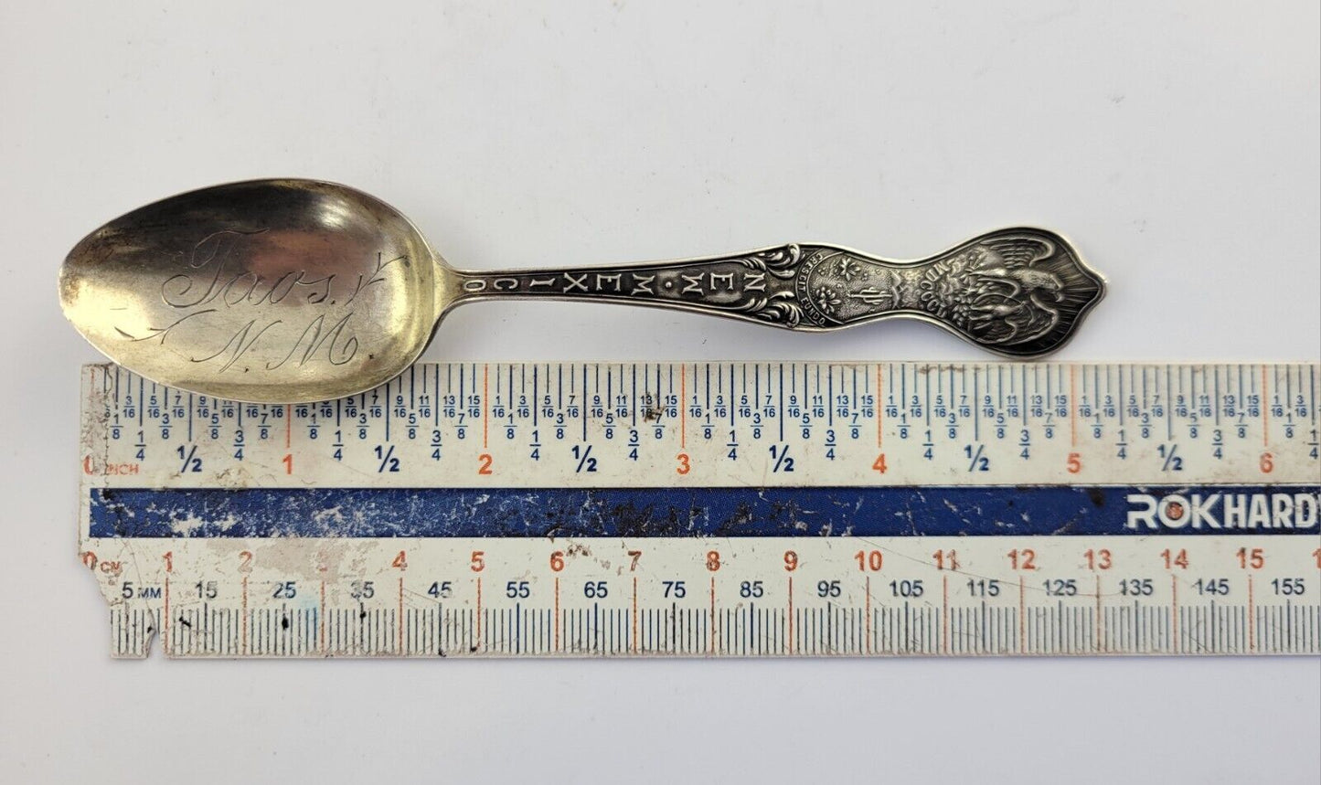 Taos New Mexico 5 1/8" Sterling Silver Souvenir Spoon .43oz. by Manchester