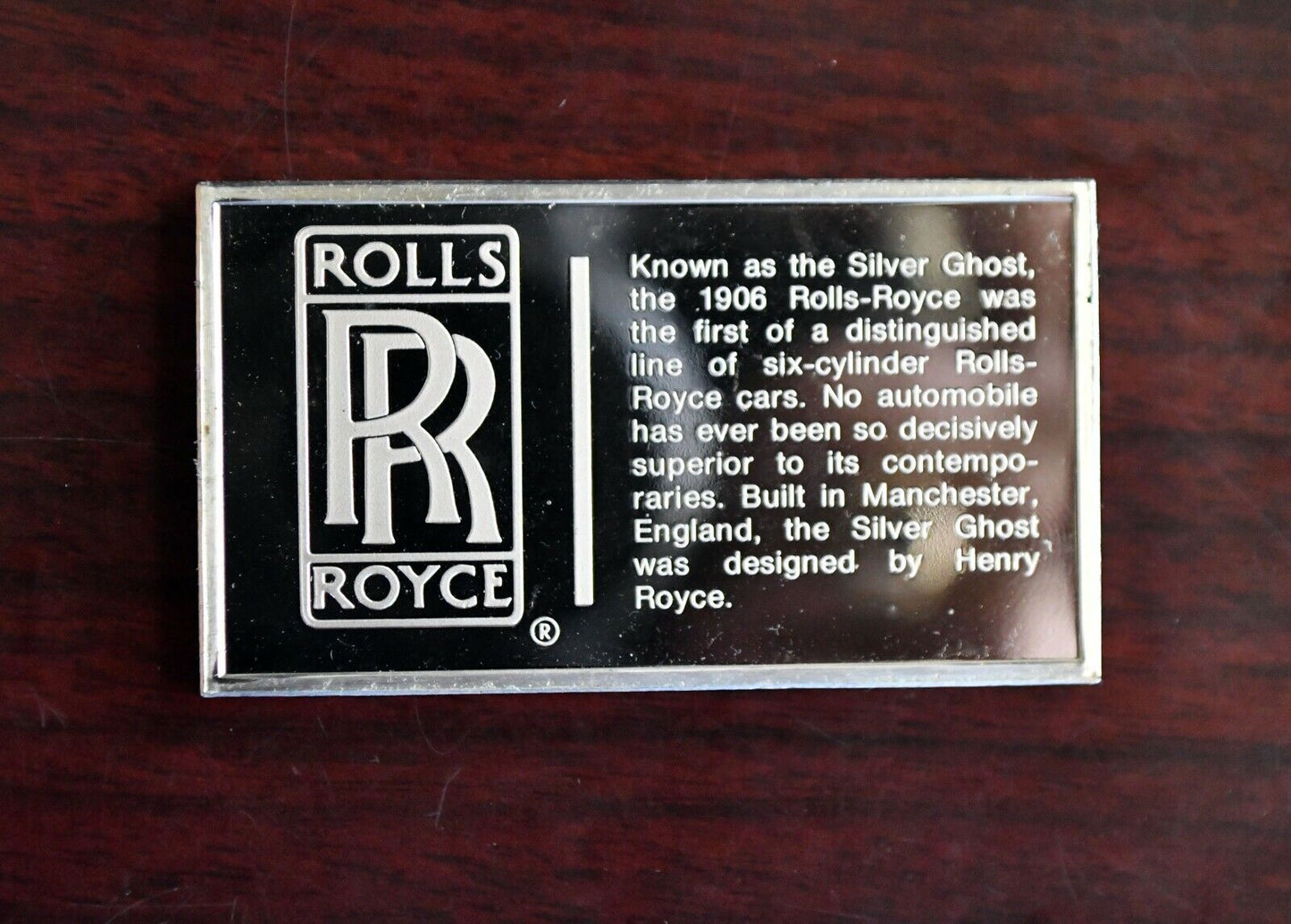 1906 Rolls Royce Centennial Car Collection 1000 Grain Sterling Franklin Mint Bar
