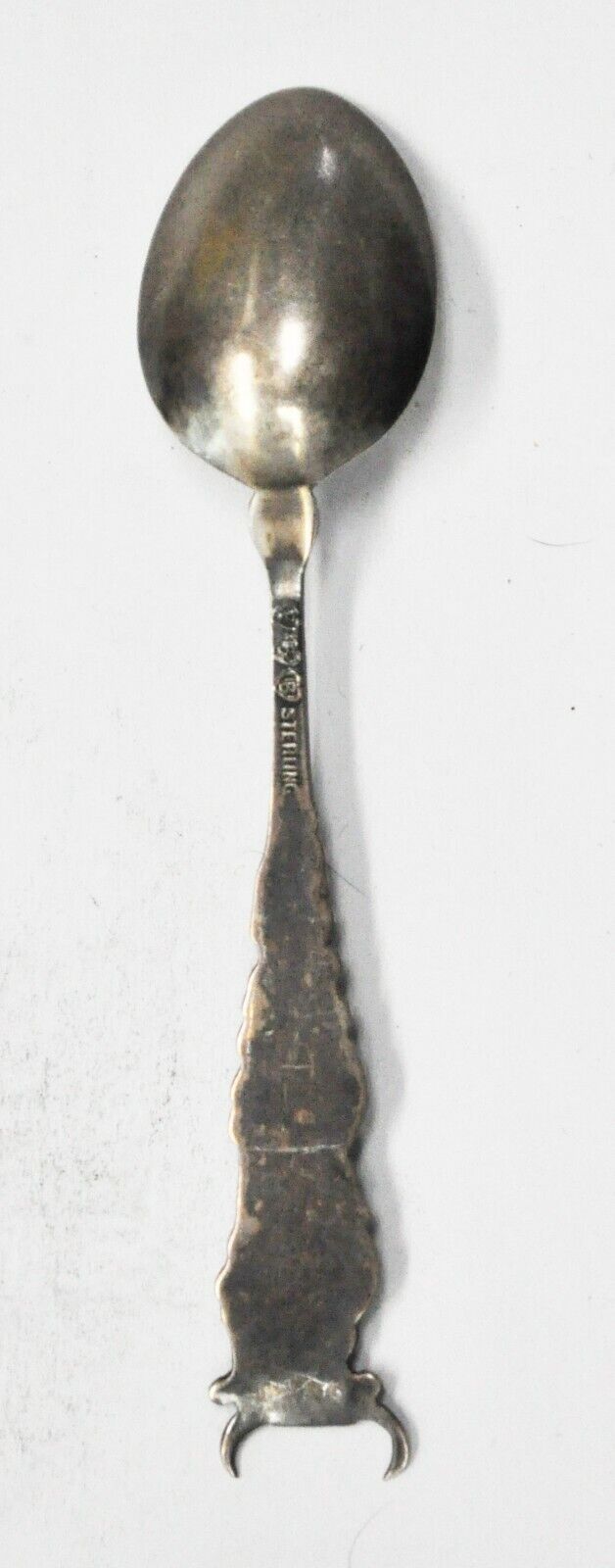 Sterling Paye & Baker Bull Cowboy Handle Souvenir Spoon Hobart Oklahoma 4-1/8"