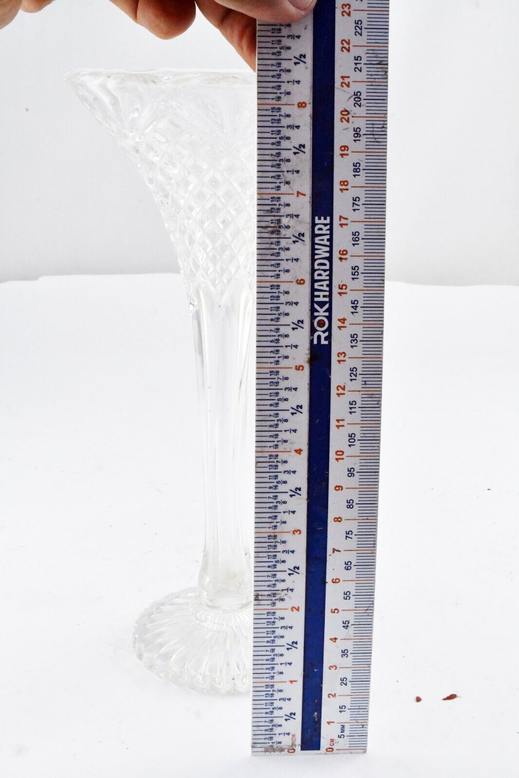 Vintage Molded Glass Fluted Footed Bud Vase 8 1/2" Tall