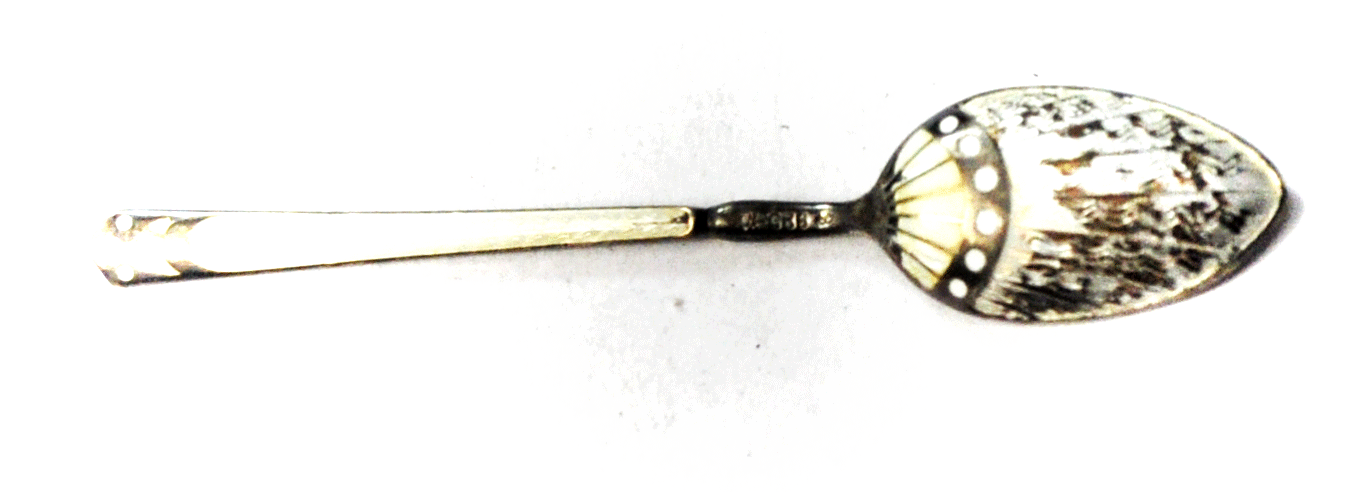 Sterling Silver Swedish White Iridescent White Enamel Spoon 4"