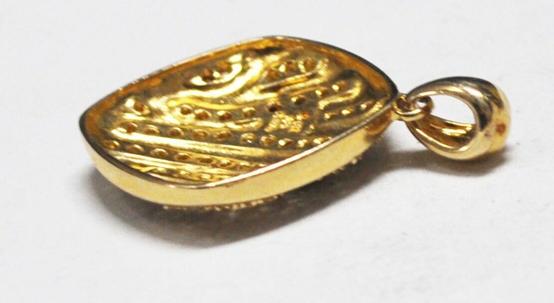 Sterling Silver Gold Tone Tiger Stripe CZ Square Pendant 38x29mm