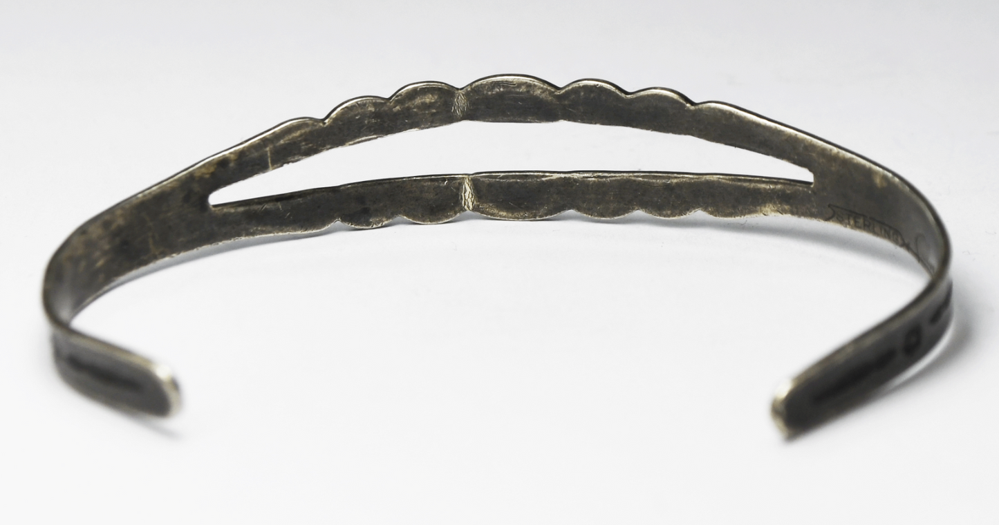 Sterling Silver Arrow Antique Split Cuff Bracelet 7" Wrist 12mm