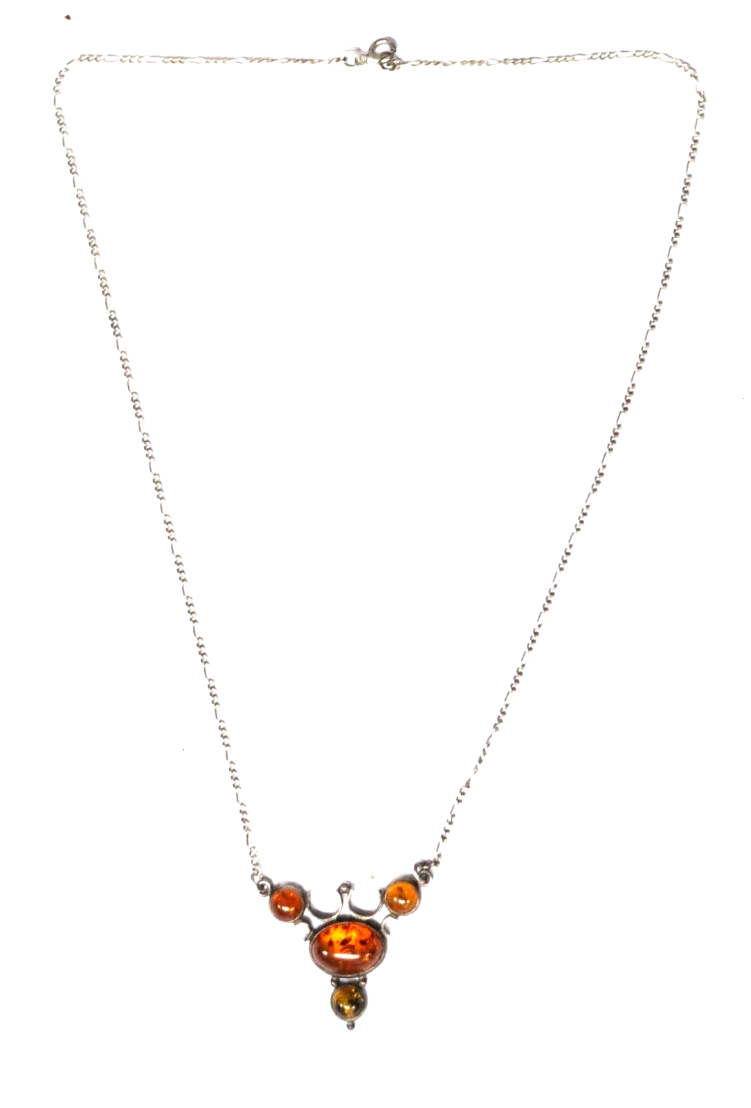 Sterling Silver VB Poland Amber 28mm Pendant 19" Necklace