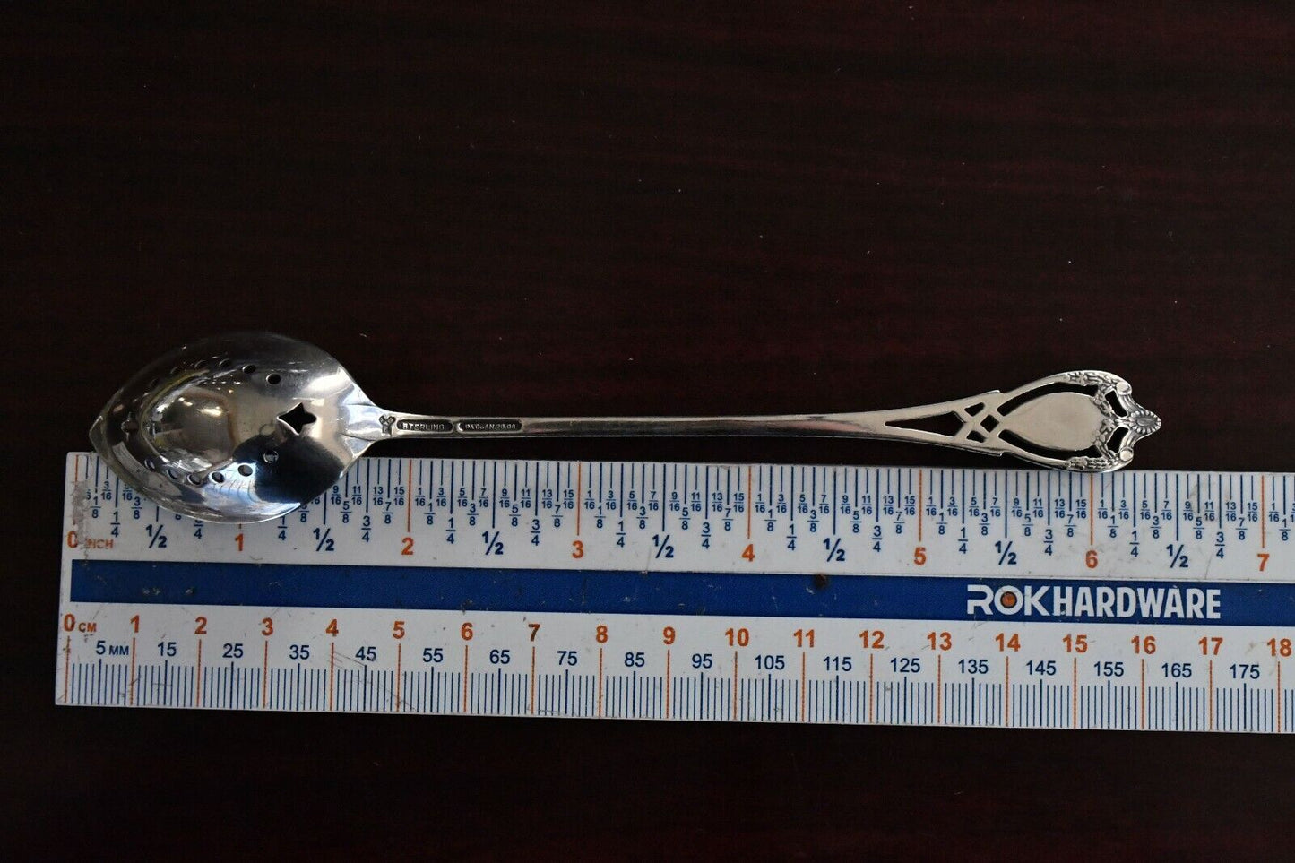 Monticello by Lunt Sterling 6 3/8" Pierced Bowl Long Handle Olive Spoon .54 oz.