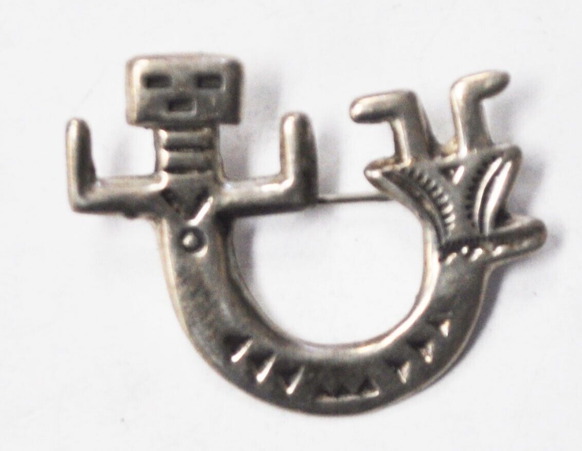 Sterling Silver Wacky Waving Arm Guy Brooch Pin 38mm x 29mm