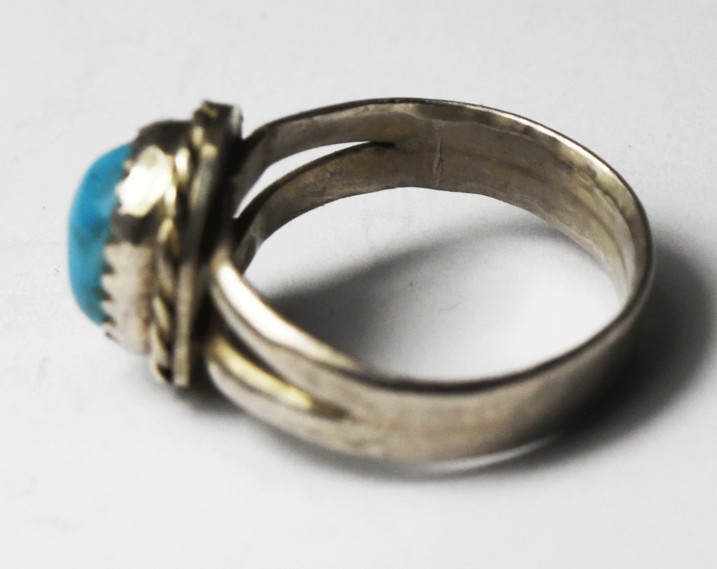 Vintage Sterling Silver Bright Blue Oval Solitaire Ring 12mm Size 5