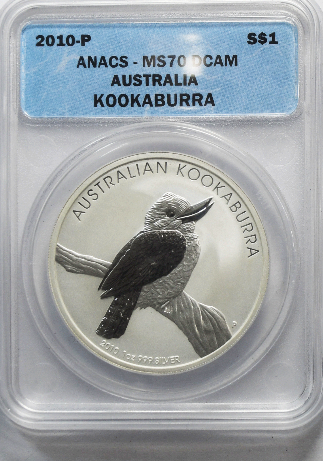 2010 Australia $1 Kookaburra 1oz Silver .999 Coin One Dollar ANACS MS70