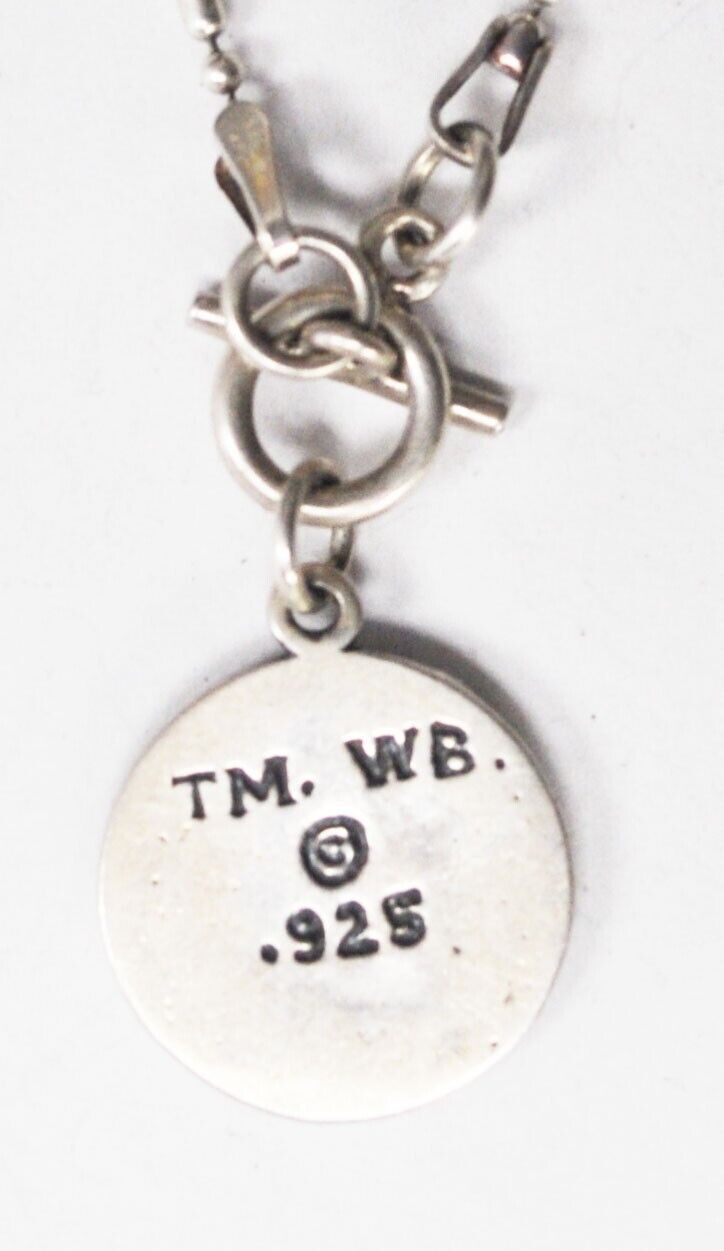Sterling Tweety Bird Round Disc Charm Pendant Necklace 19mm Looney Tunes 18"
