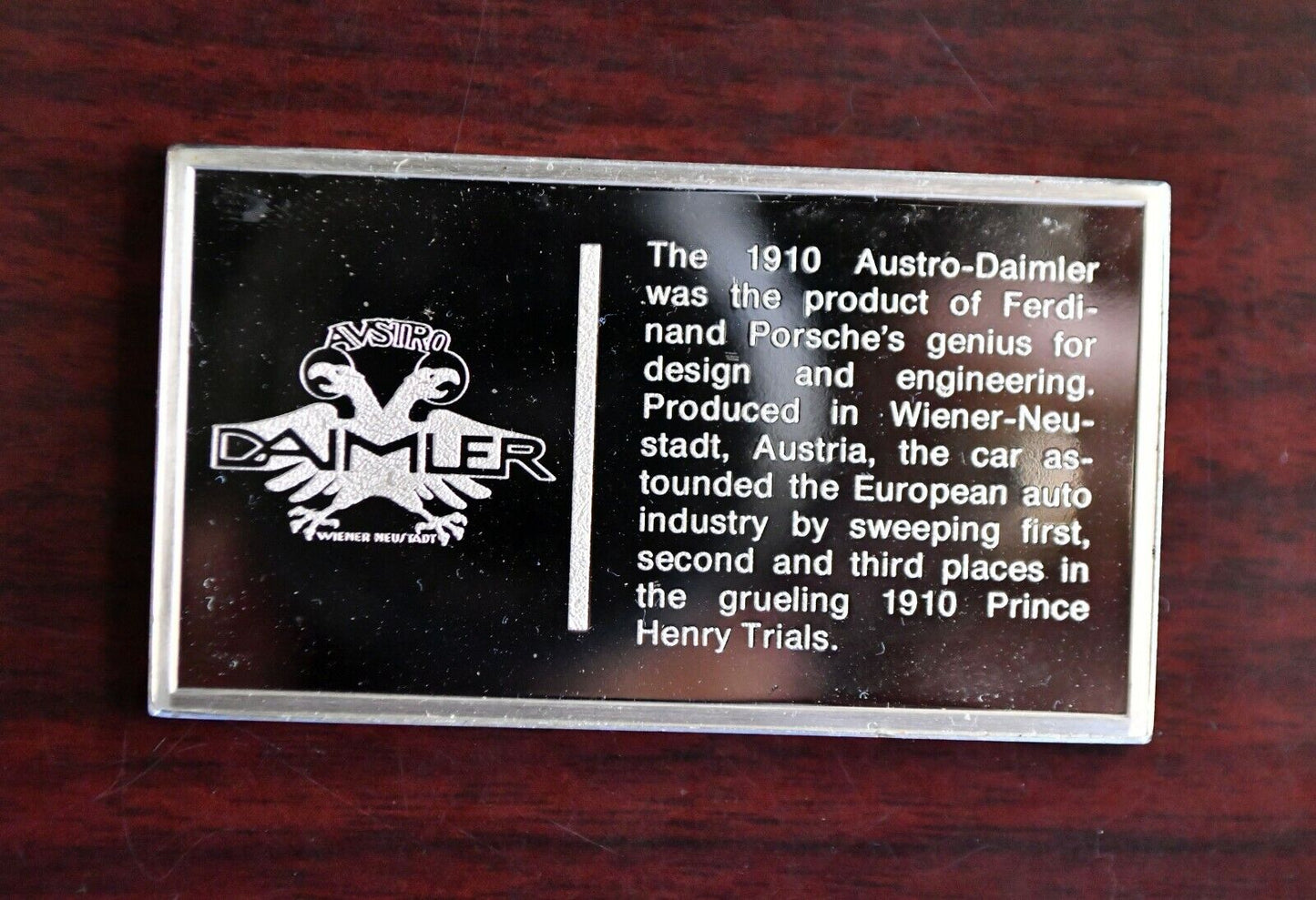 1910 Austro Daimler Centennial Car Collection 1000 Grain Sterling Franklin Mint