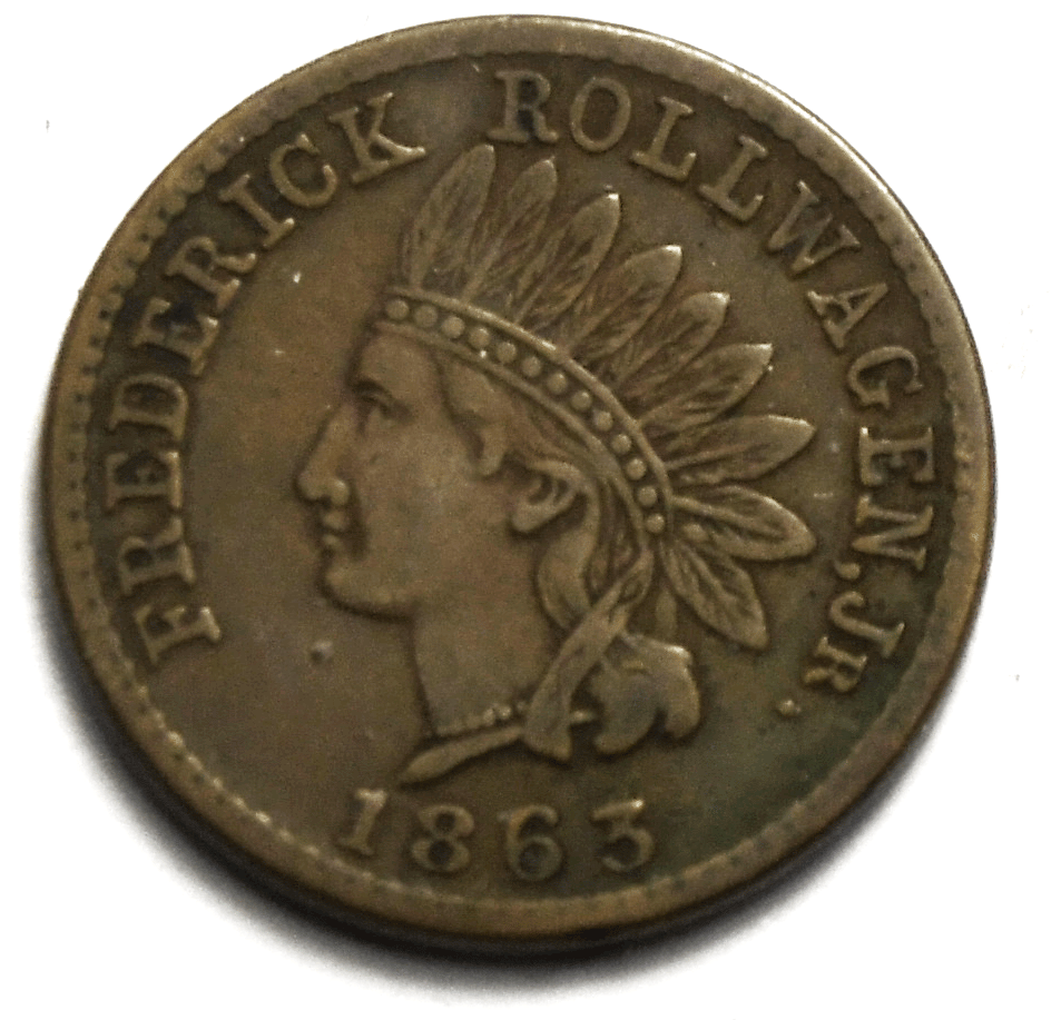 1863 Civil War Token 587 Third Ave 20 & 21 Centre Market New York