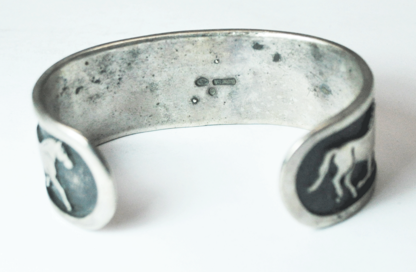 Sterling Silver Five Running Embossed Horse Cuff Bracelet 23mm 7" Wrist