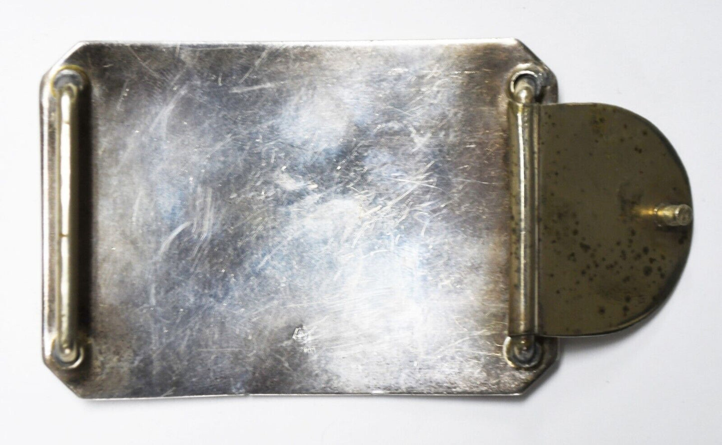 Mexico 900 Silver Bronze Horse Chip Turquoise Inlay Belt Buckle 2.25" x 3.25"