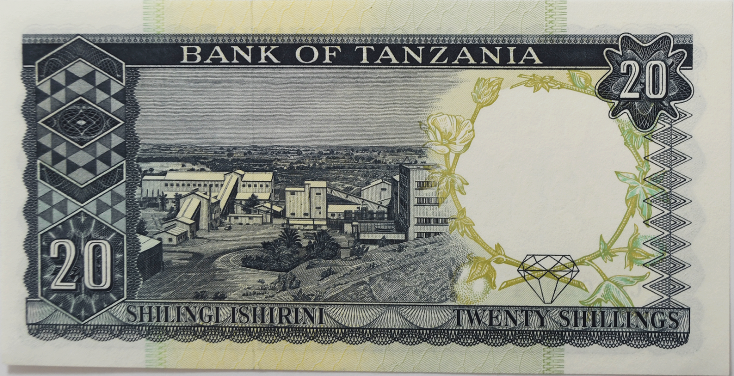 1966 Tanzania 20 Twenty Shillings Uncirculated Banknote Giraffe WM CW002014