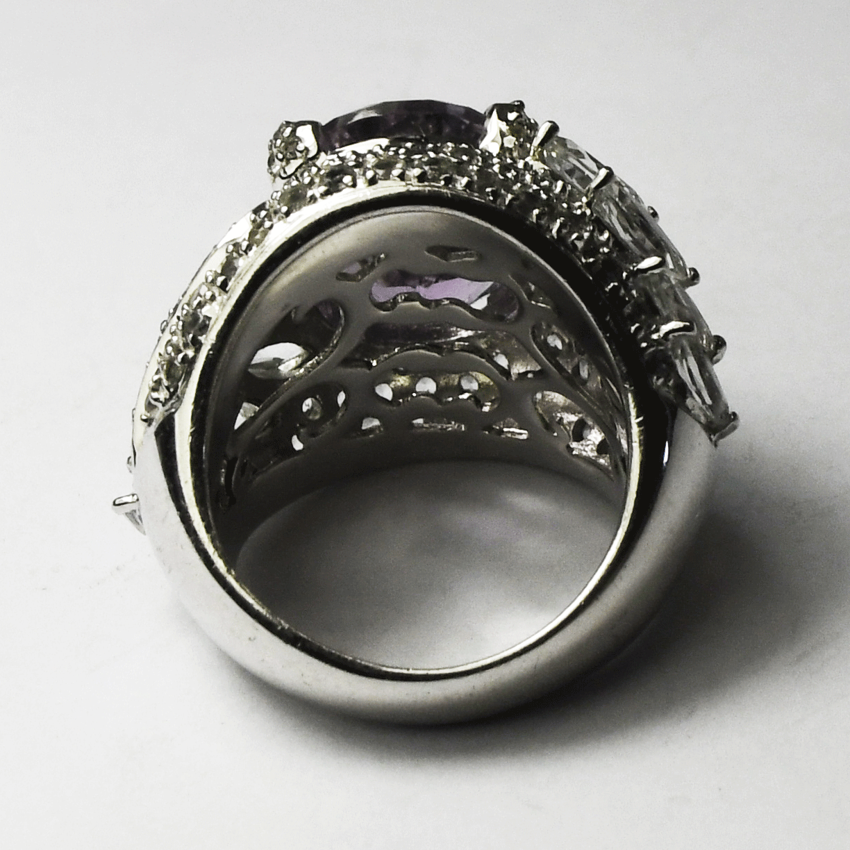 Sterling Silver Yours by Loren Amethyst CZ Ring 22mm Size 7