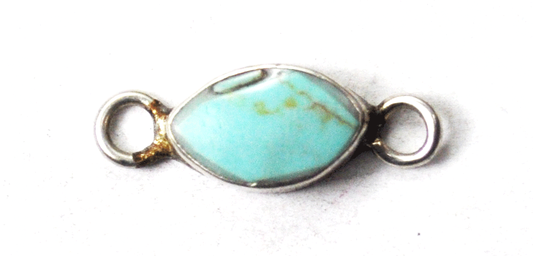 Sterling Silver Ellipse Turquoise 2 Ring Slide Pendant 10mm x 26mm