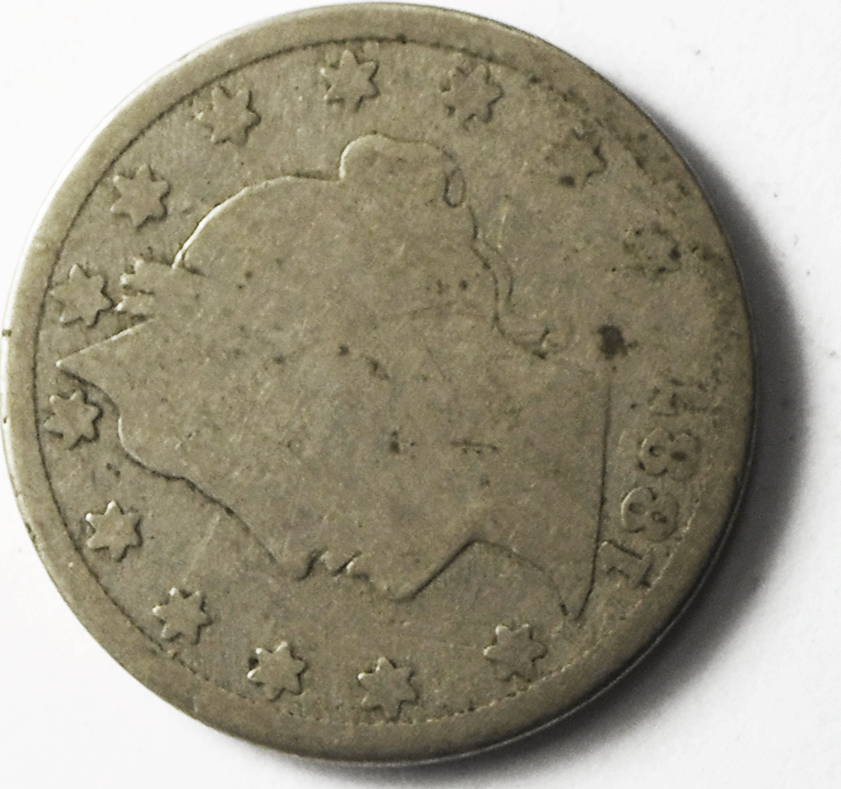 1887 5c V Liberty Nickel Five Cents Rare US Philadelphia