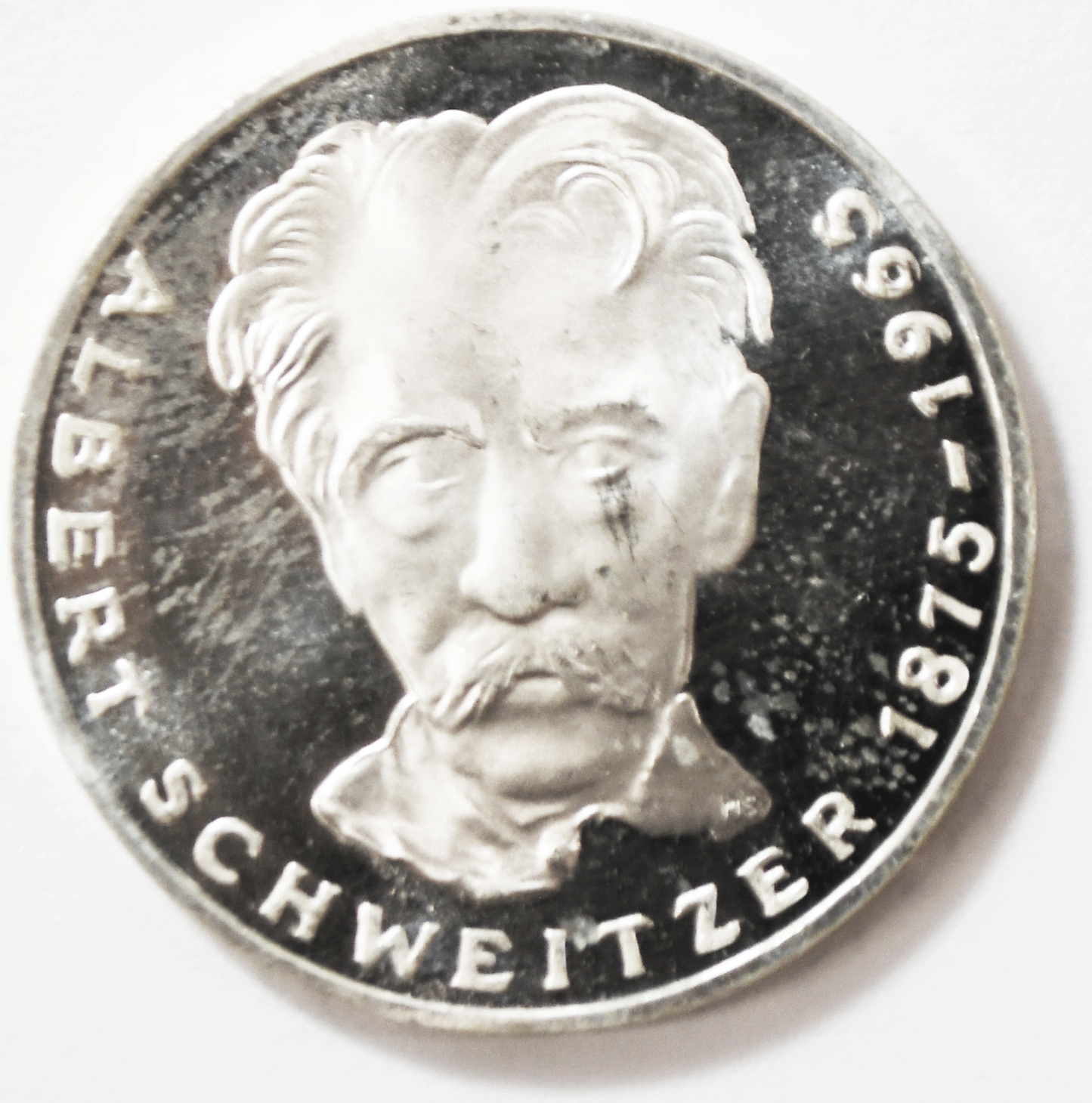 1975 J Germany Federal Republic 5 Mark Proof Silver Coin KM143 Albert Schweitzer